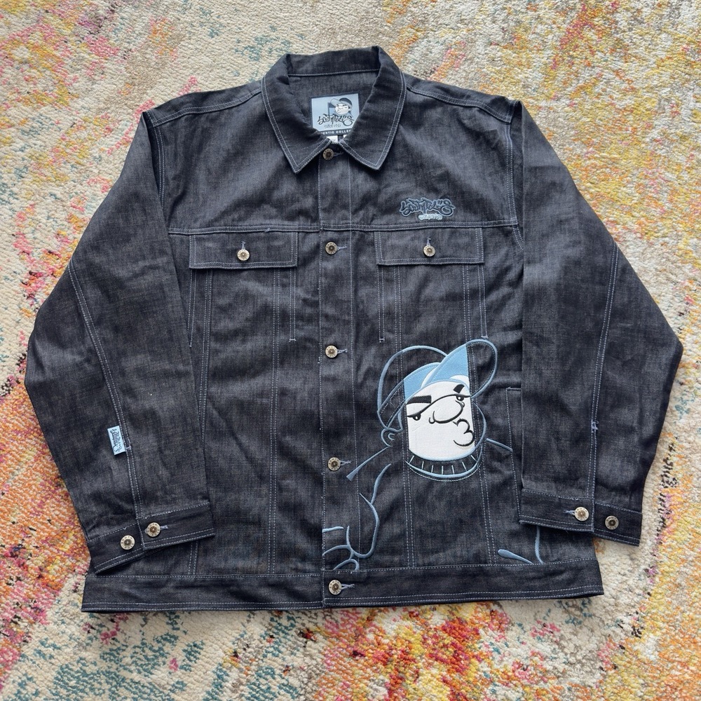 Vintage Y2K Southpole Embroidered Dark Wash Denim Jacket Hip‎ Hop Streetwear
